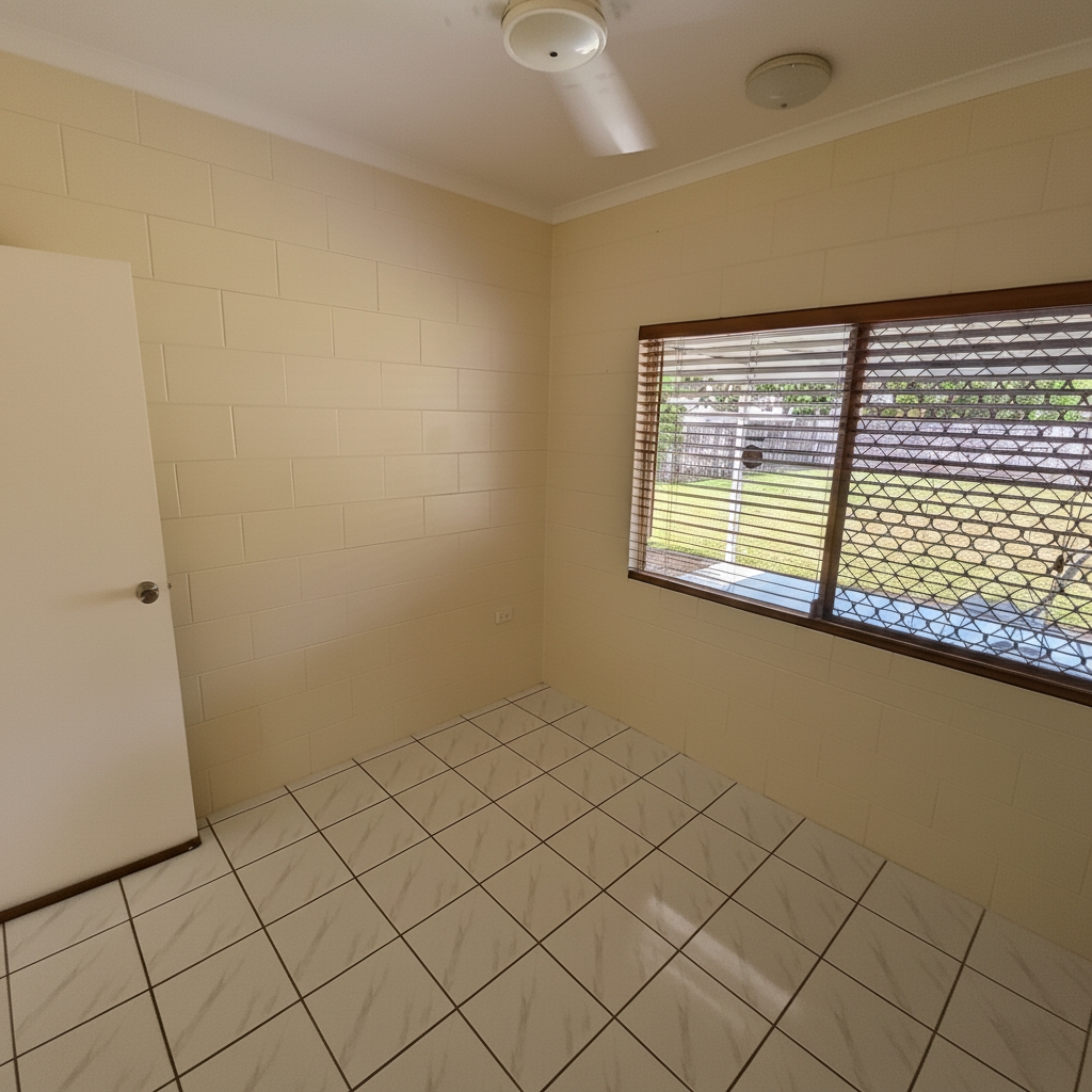 Spacious, accessible room in a Spacious and Airy SIL home south of Cairns, 7 Royal Saxon Close, Mount Sheridan 4686, featuring tiled flooring, large window, and wide doorway, part of Australia’s leading disability accommodation provider.