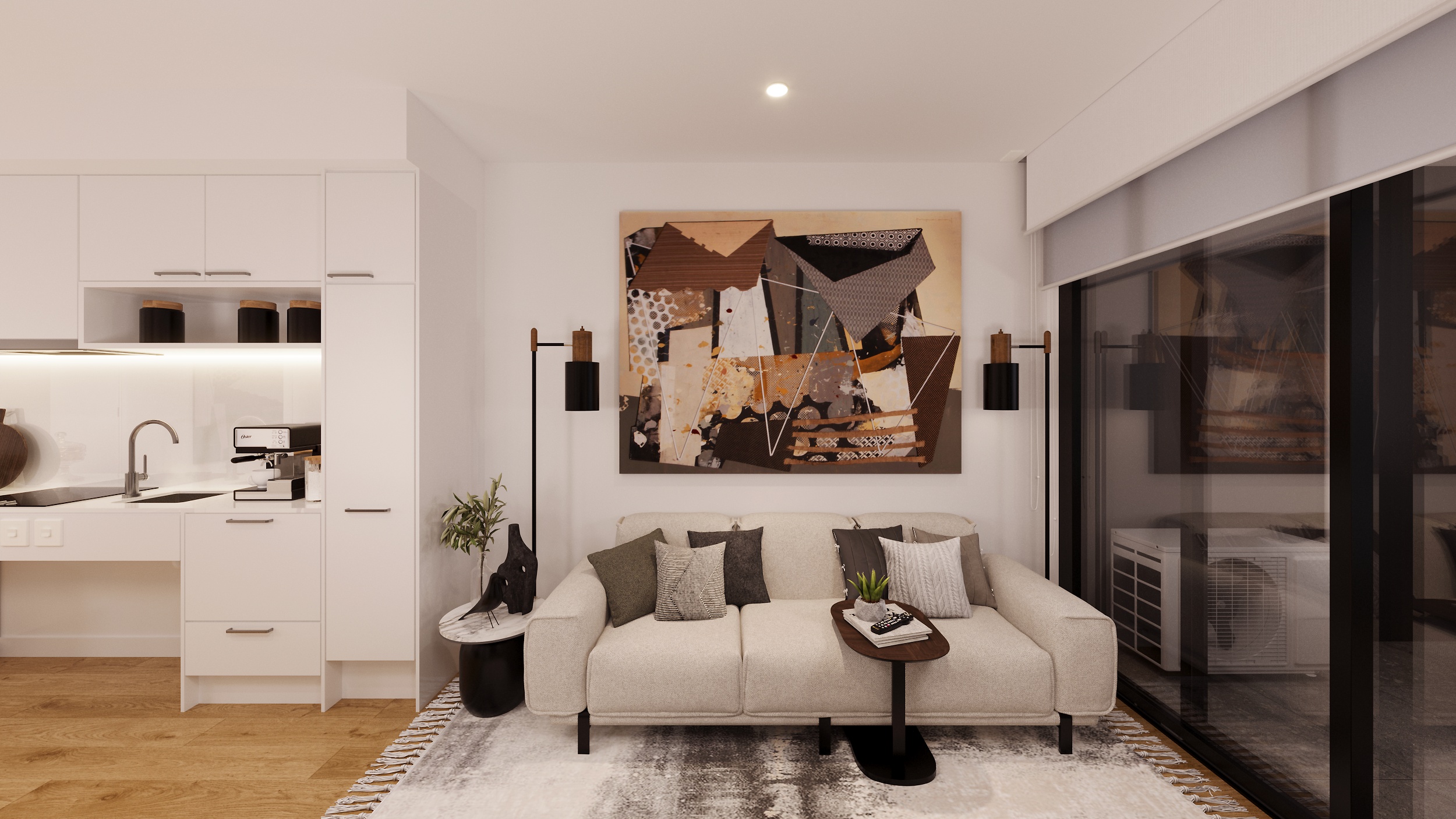 Modern, accessible living area in Multiple SDA apartments in Malvern with SIL supports, part of Australia’s leading disability accommodation provider.
